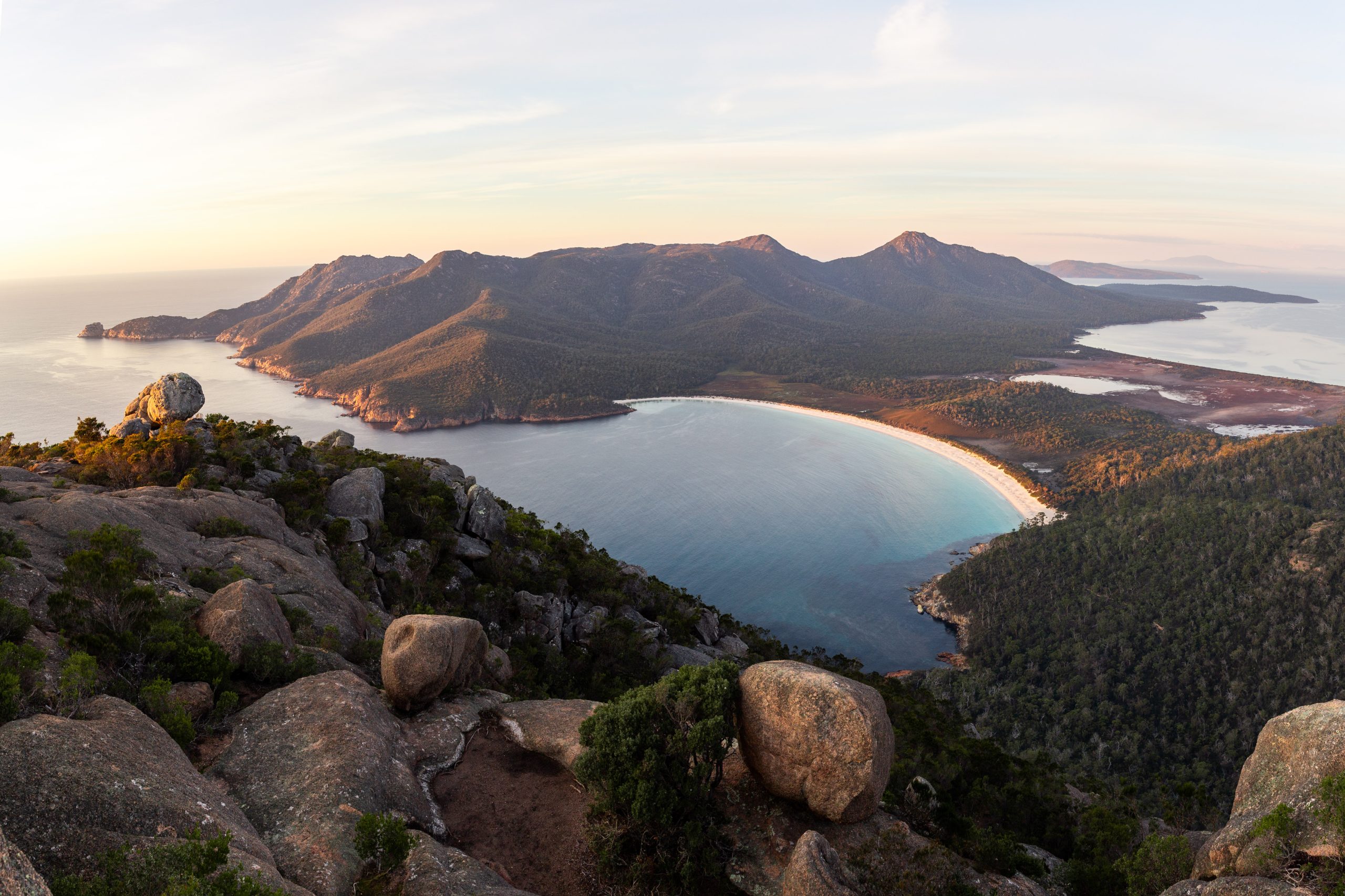 Image of wineglass bay, one of Tasmanias most popular attactions to visit with a car hire.